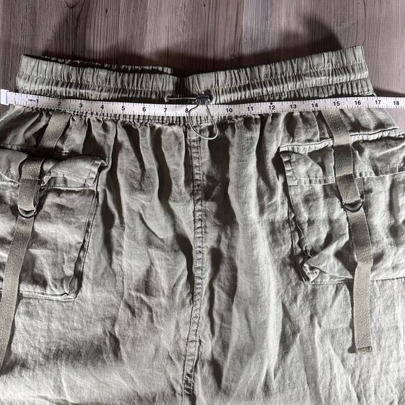 Nicole Miller 100% Linen Utility Cargo Skirt Sage Green Size XL - Picture 6 of 9